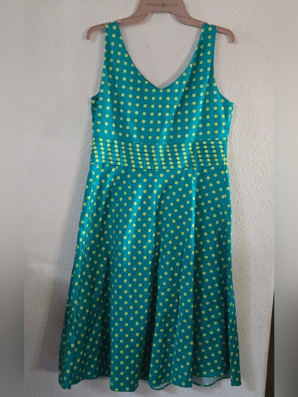 Amanda Smith Teal Dress with Yellow Polka Dots - Picture 6 of 9